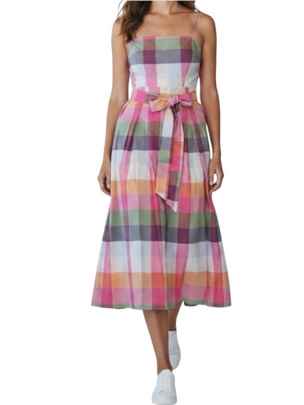 Kate Spade x Target Plaid Multicolor Spaghetti Strap Midi Dress